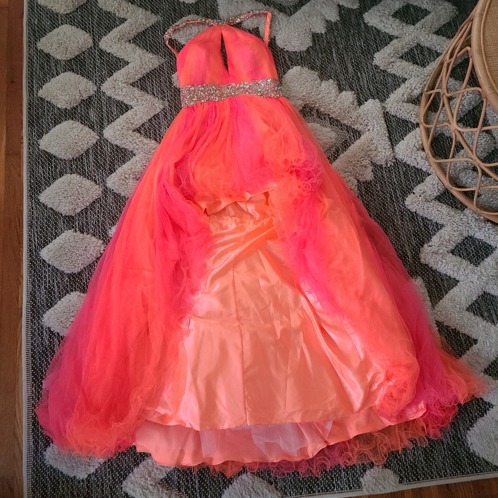 Elegant Pink and Orange Prom Dress